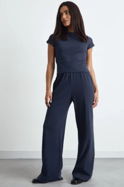 boohoo Pantalon Large Côtelé Basique<Femme Pantalons|Basiques