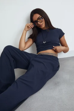 boohoo Pantalon Large Côtelé Basique<Femme Pantalons|Basiques