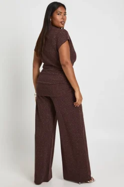 Pantalon Large Côtelé Paillettes Grande Taille