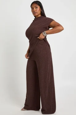 Pantalon Large Côtelé Paillettes Grande Taille
