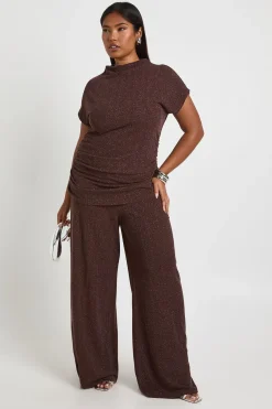 Pantalon Large Côtelé Paillettes Grande Taille