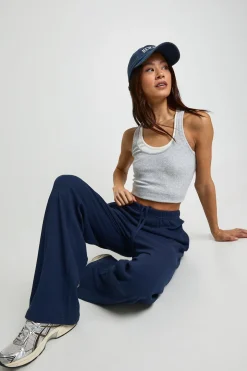 Pantalon Large Côtelé Taille Haute