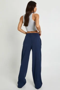 Pantalon Large Côtelé Taille Haute