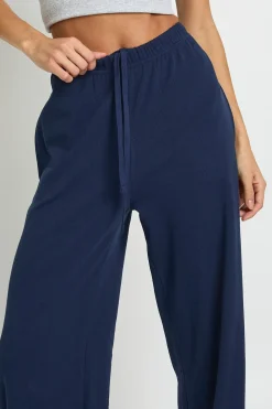 Pantalon Large Côtelé Taille Haute
