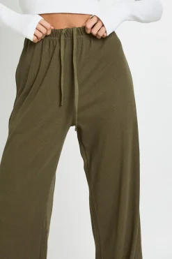 Pantalon Large Côtelé Taille Haute