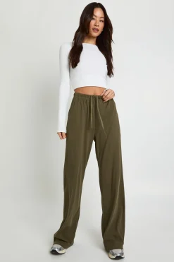 Pantalon Large Côtelé Taille Haute