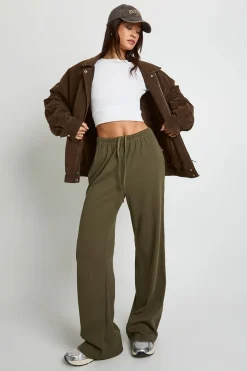 Pantalon Large Côtelé Taille Haute