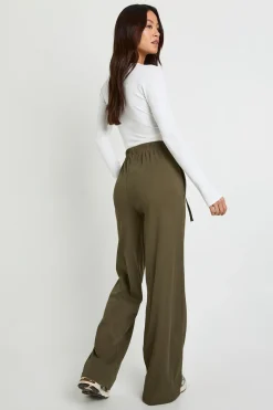 Pantalon Large Côtelé Taille Haute