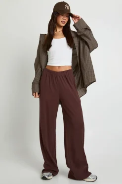 boohoo Pantalon Large Côtelé Taille Haute<Femme Pantalons|Looks Chocolat