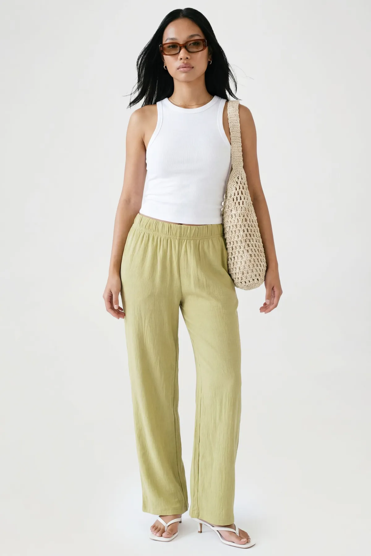 boohoo Pantalon Large À Côtes Basique<Femme Pantalons|Basiques