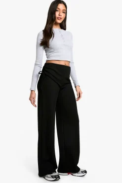 boohoo Pantalon Large à Côtés Froncés et Texture Côtelée<Femme Pantalons