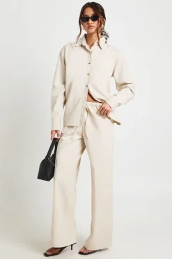 Pantalon Large Décontracté En Chambray