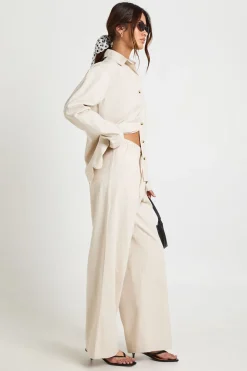 Pantalon Large Décontracté En Chambray