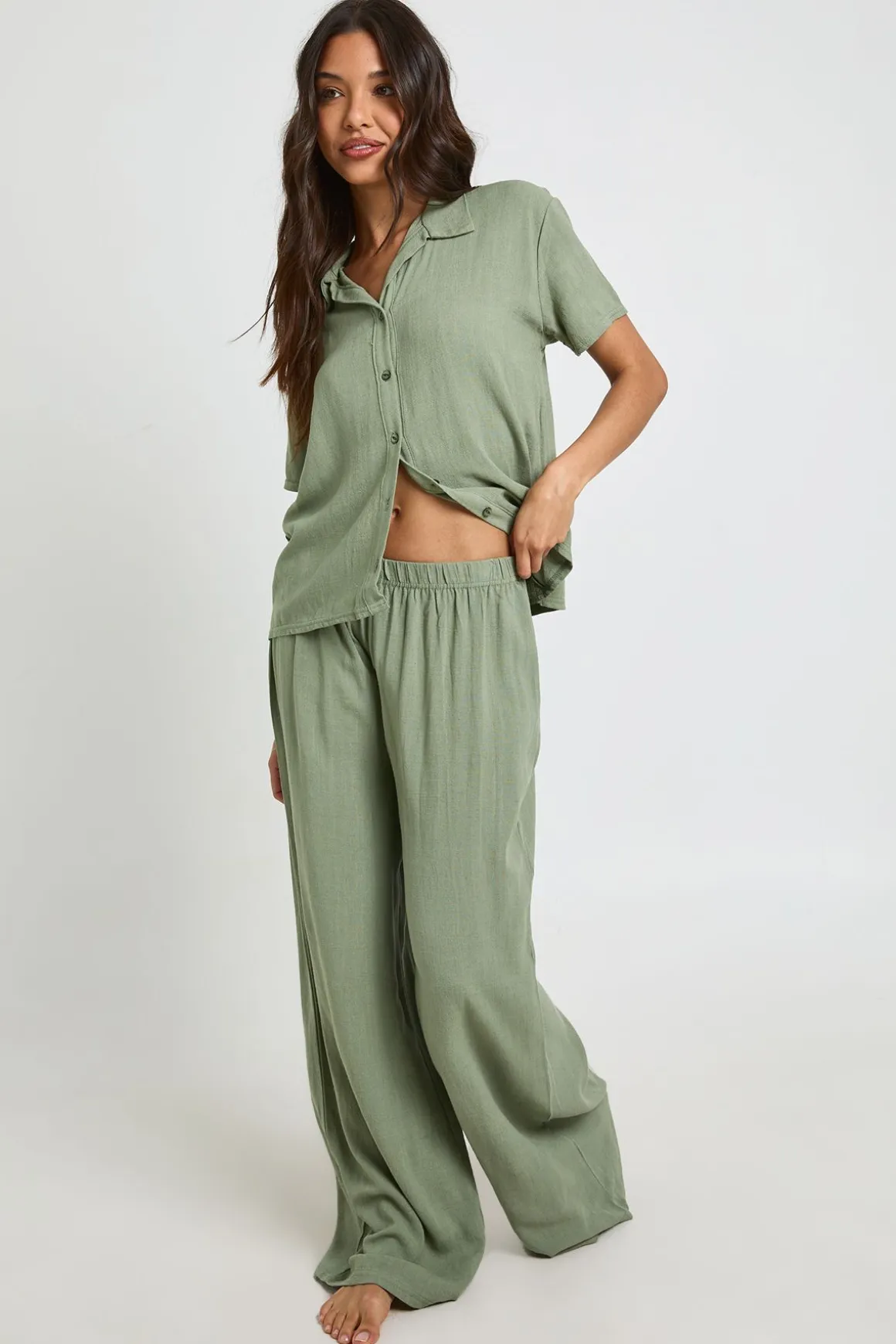 Pantalon Large De Plage Aspect Lin