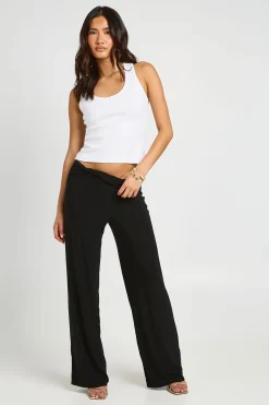 boohoo Pantalon Large À Double Couche Avec Détail Nœud En Tissu Slinky<Femme Pantalons