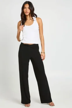 boohoo Pantalon Large À Double Couche Avec Détail Nœud En Tissu Slinky<Femme Pantalons