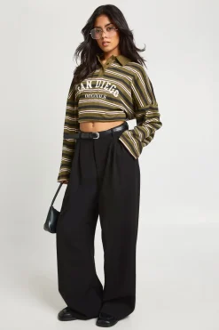 Pantalon Large À Détail Plissé