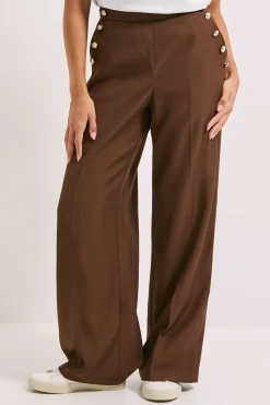 Dorothy Perkins Pantalon Large à Détails Boutons Militaires<Femme Pantalons|Looks Chocolat