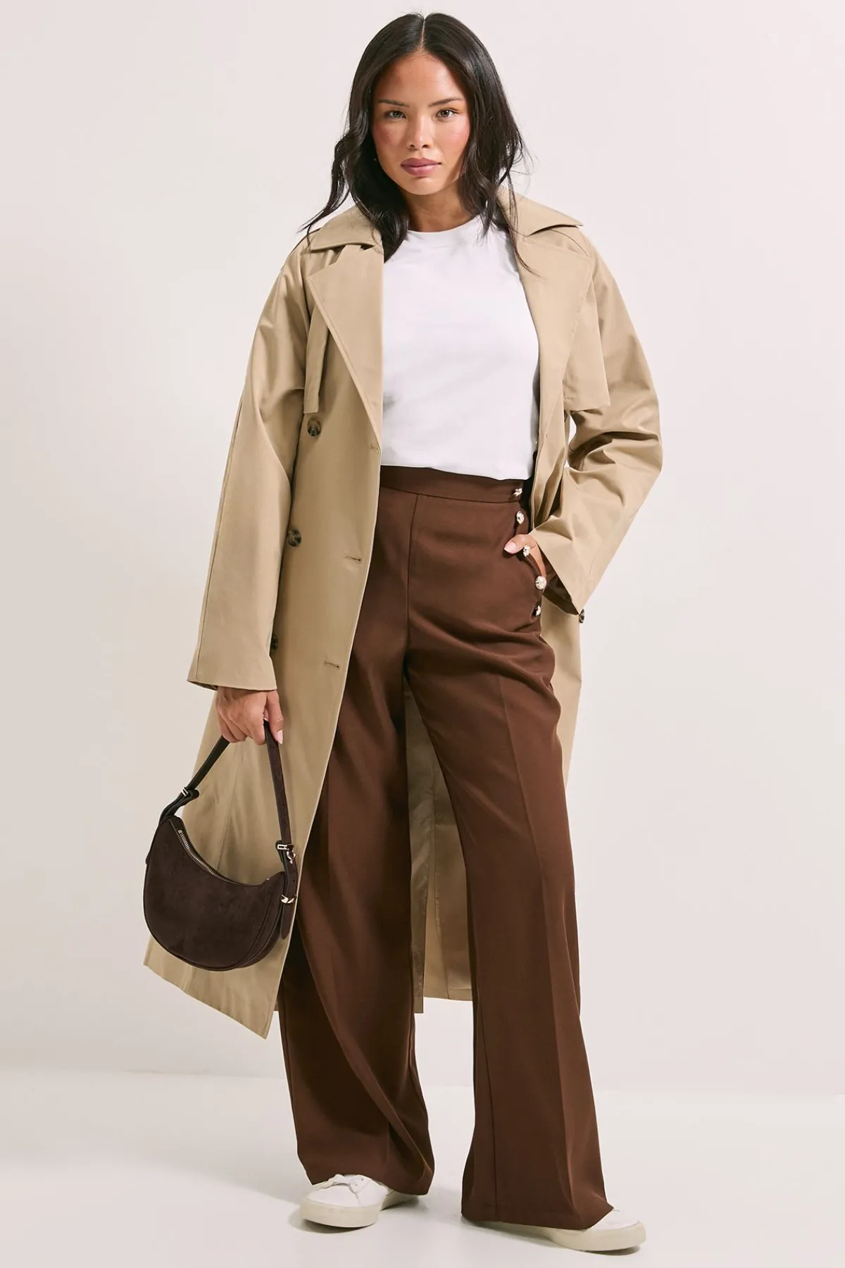 Dorothy Perkins Pantalon Large à Détails Boutons Militaires<Femme Pantalons|Looks Chocolat
