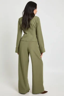 Pantalon Large à Détails de Poches