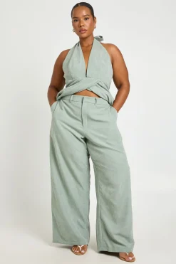 boohoo Pantalon Large À Effet Peau De Pêche Grande Taille<Femme Pantalons