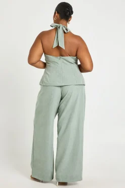 boohoo Pantalon Large À Effet Peau De Pêche Grande Taille<Femme Pantalons