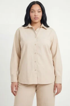 Pantalon Large En Chambray Avec Taille Élastiquée Grande Taille