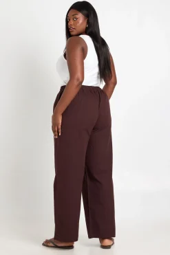 Pantalon Large En Chambray Avec Taille Élastiquée Grande Taille