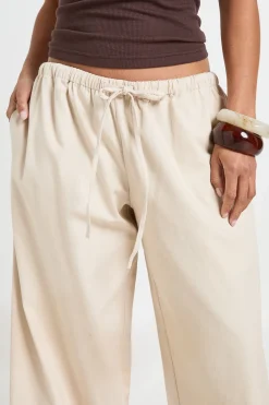 Pantalon Large En Chambray Avec Cordon De Serrage Petite