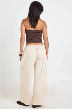Pantalon Large En Chambray Avec Cordon De Serrage Petite