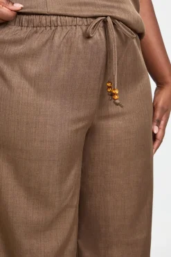 boohoo Pantalon Large En Crêpe À Perles Grande Taille<Femme Pantalons