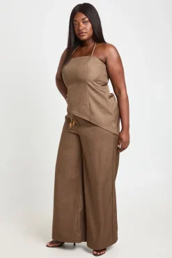 boohoo Pantalon Large En Crêpe À Perles Grande Taille<Femme Pantalons