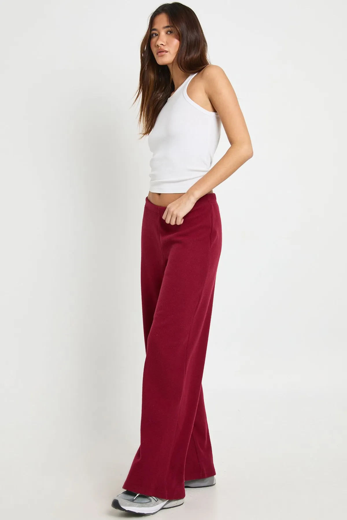 boohoo Pantalon Large en Côtes Brossées<Femme Pantalons