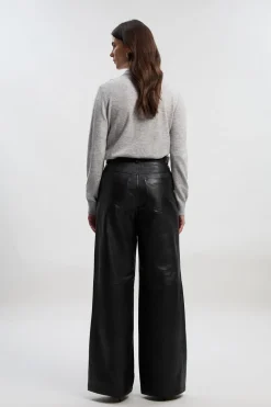 Pantalon Large en Cuir