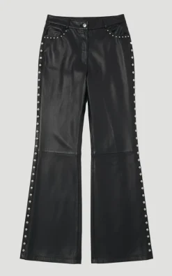 Pantalon Large en Cuir Clouté