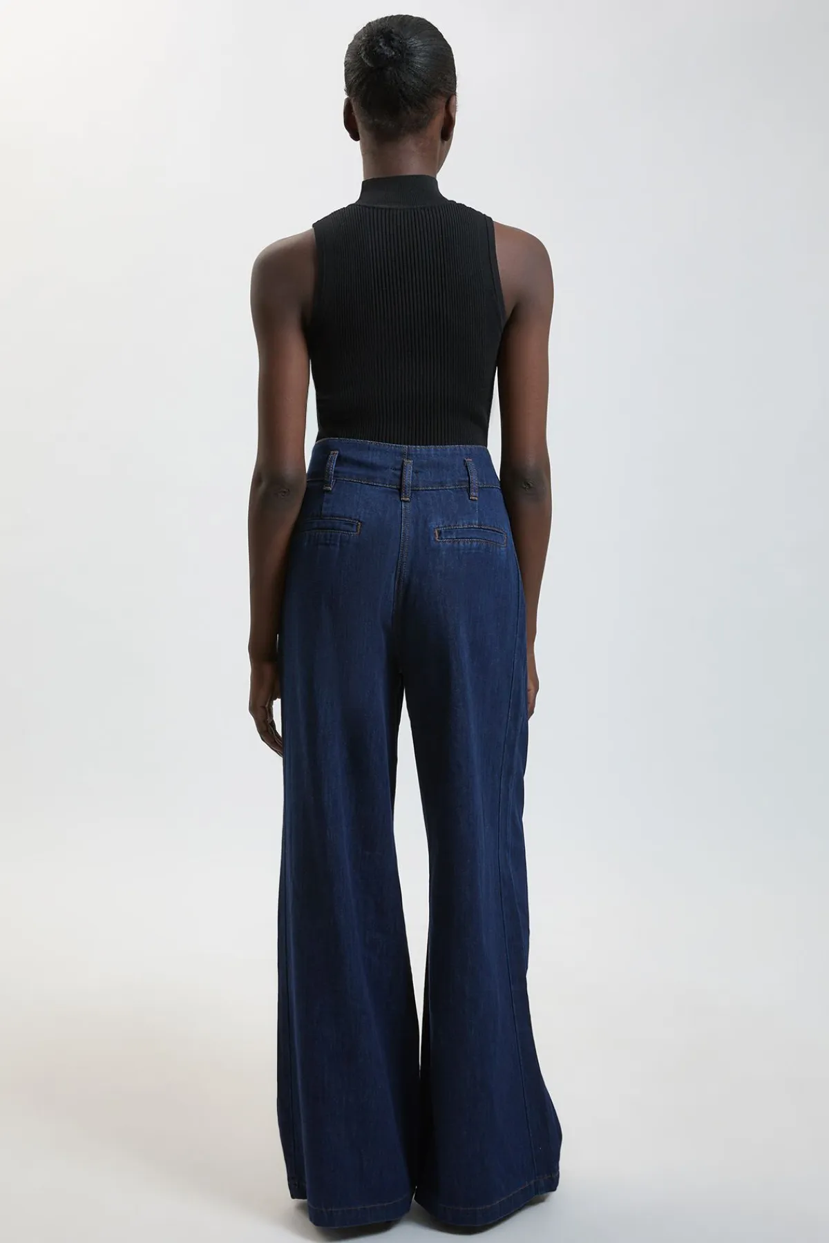 KarenMillen Pantalon Large En Denim À Plis<Femme Pantalons|Denim
