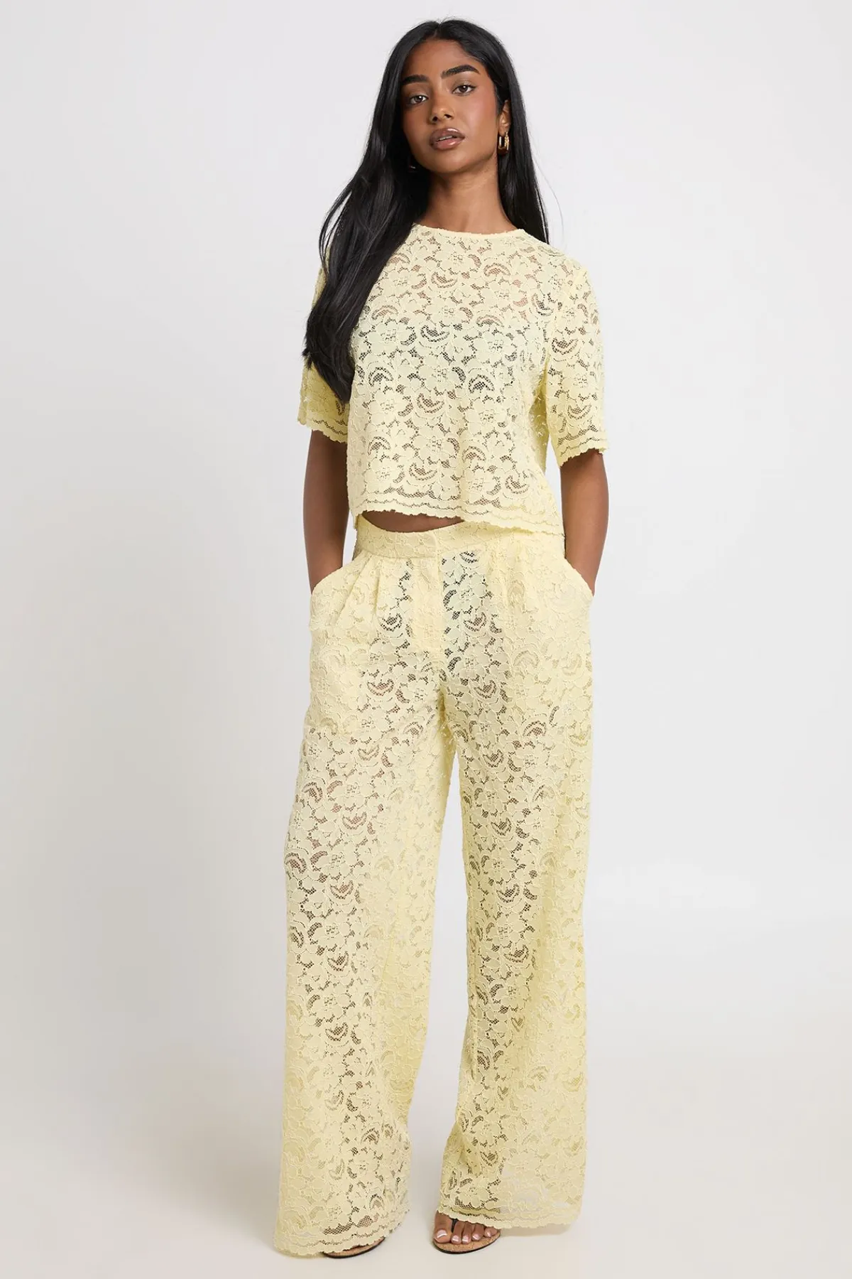 boohoo Pantalon Large En Dentelle<Femme Pantalons|Satin Et Dentelle