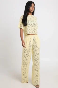 boohoo Pantalon Large En Dentelle<Femme Pantalons|Satin Et Dentelle
