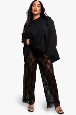 Pantalon Large en Dentelle Plus