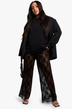 Pantalon Large en Dentelle Plus