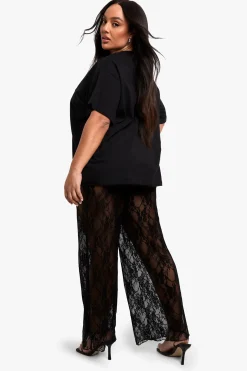 Pantalon Large en Dentelle Plus