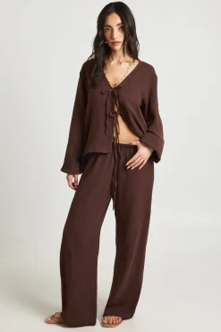 Pantalon Large En Gaze De Coton