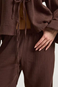 Pantalon Large En Gaze De Coton
