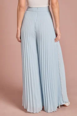 Coast Pantalon Large En Georgette Plissée Orné De Perles<Femme Pantalons