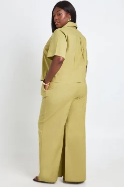 Pantalon Large En Lin Grande Taille Avec Détail De Perles Nouées