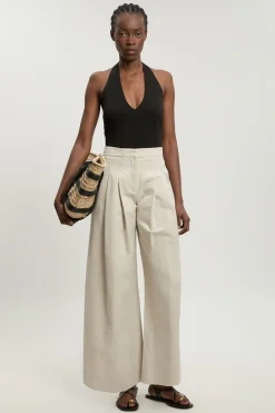 Pantalon Large En Lin Premium