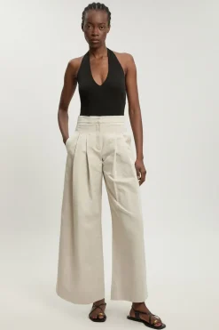 Pantalon Large En Lin Premium