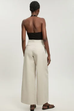Pantalon Large En Lin Premium