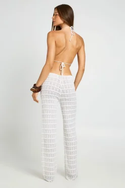 Pantalon Large En Maille Transparente Avec Taille Nouée