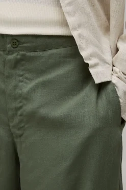 Pantalon Large En Mélange De Lin Avec Taille Bicolore